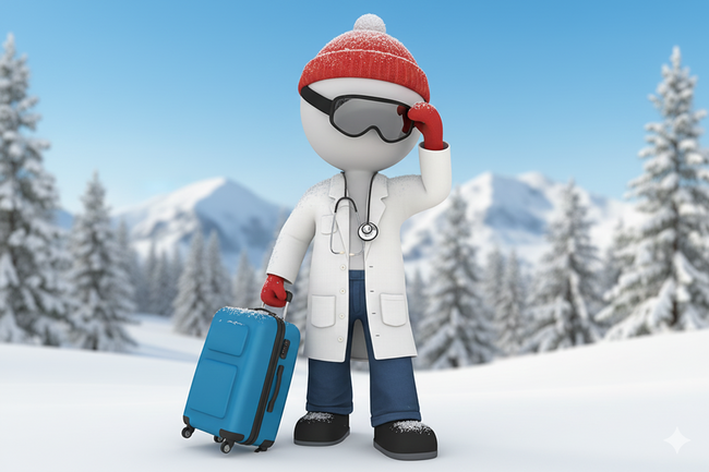 Doktor im Winterurlaub